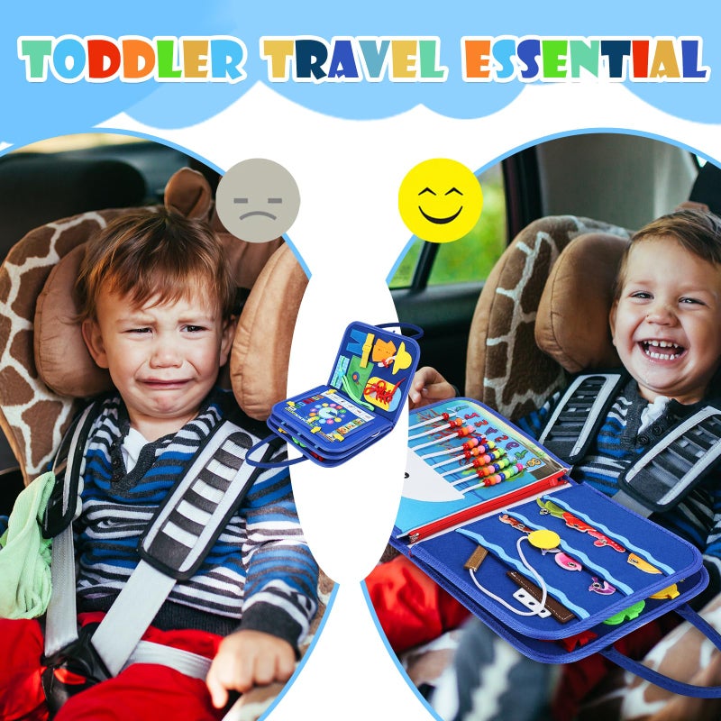 SparkShoots Busy Board Toddler Stocking Stuffers: Sensory Toys for Toddlers 1 2 3 4 Year Old Boy Gifts Montessori Toys - Toddler Airplane Travel Essentials & Road Trip Must Haves  Age 12 18 Month Baby Abacus Toy - Image 4